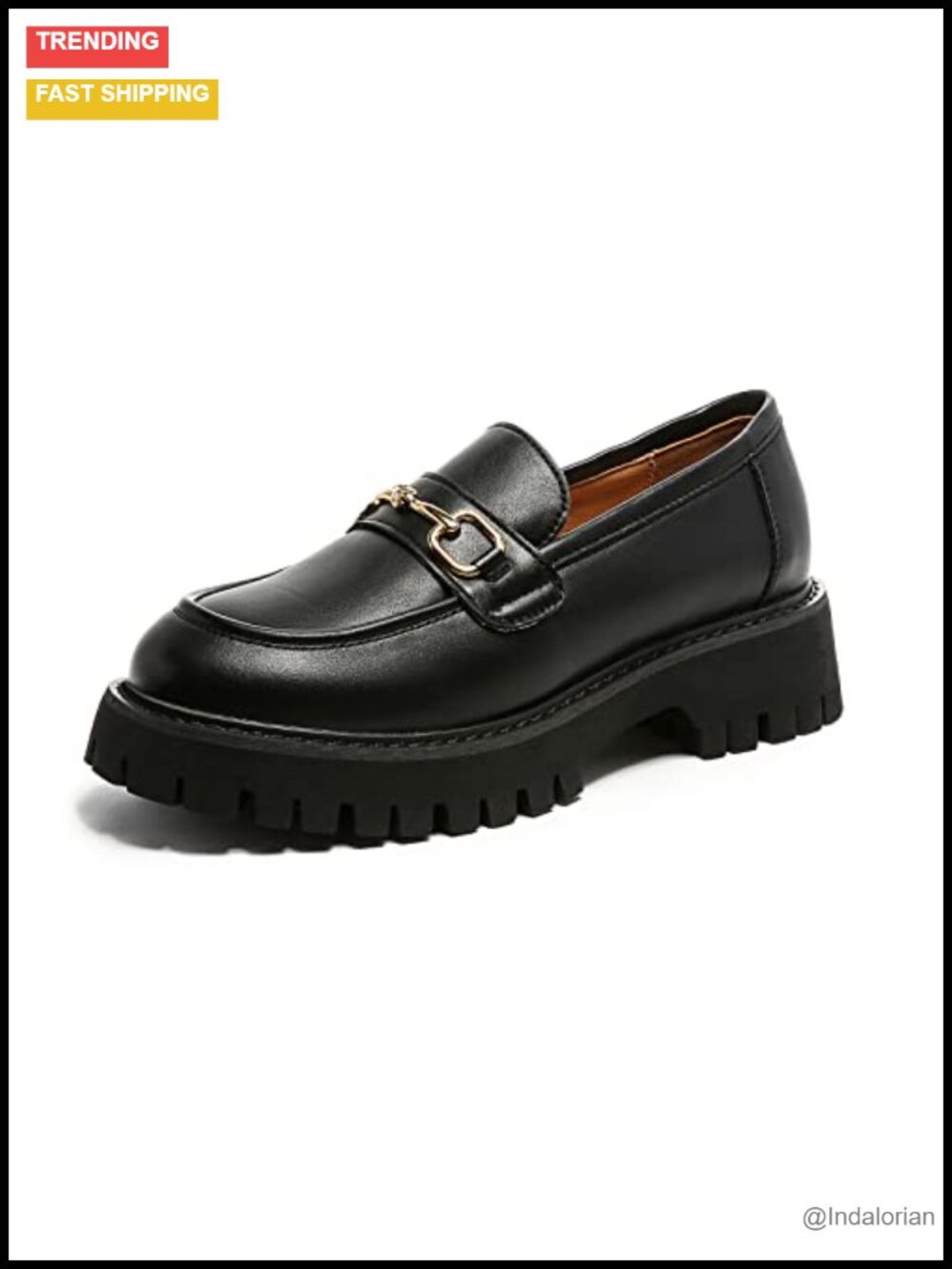 Platform Loafers Chunky Heel Lug Sole Slip Ons Round Toe